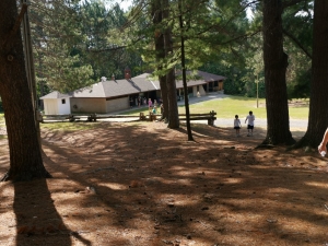 View of the Dining Hall coming from the cabins