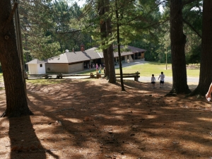 <b>View from the bunk cabins</b><br />View of the Dining Hall coming from the cabins